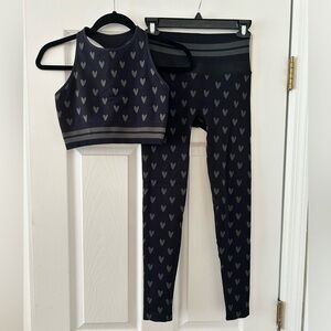 Spiritual Gangster Heart Pattern Black Activewear Set